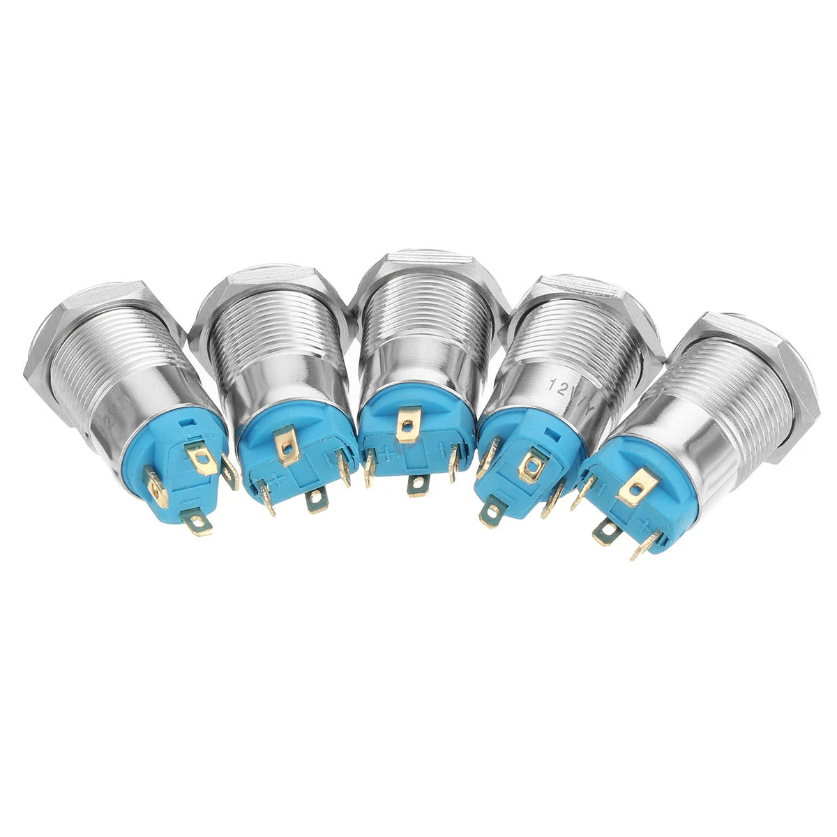 12mm LED Metal Push Button Switch - 2 Set, Silver 4 Pin, Waterproof & Latching - Image 4