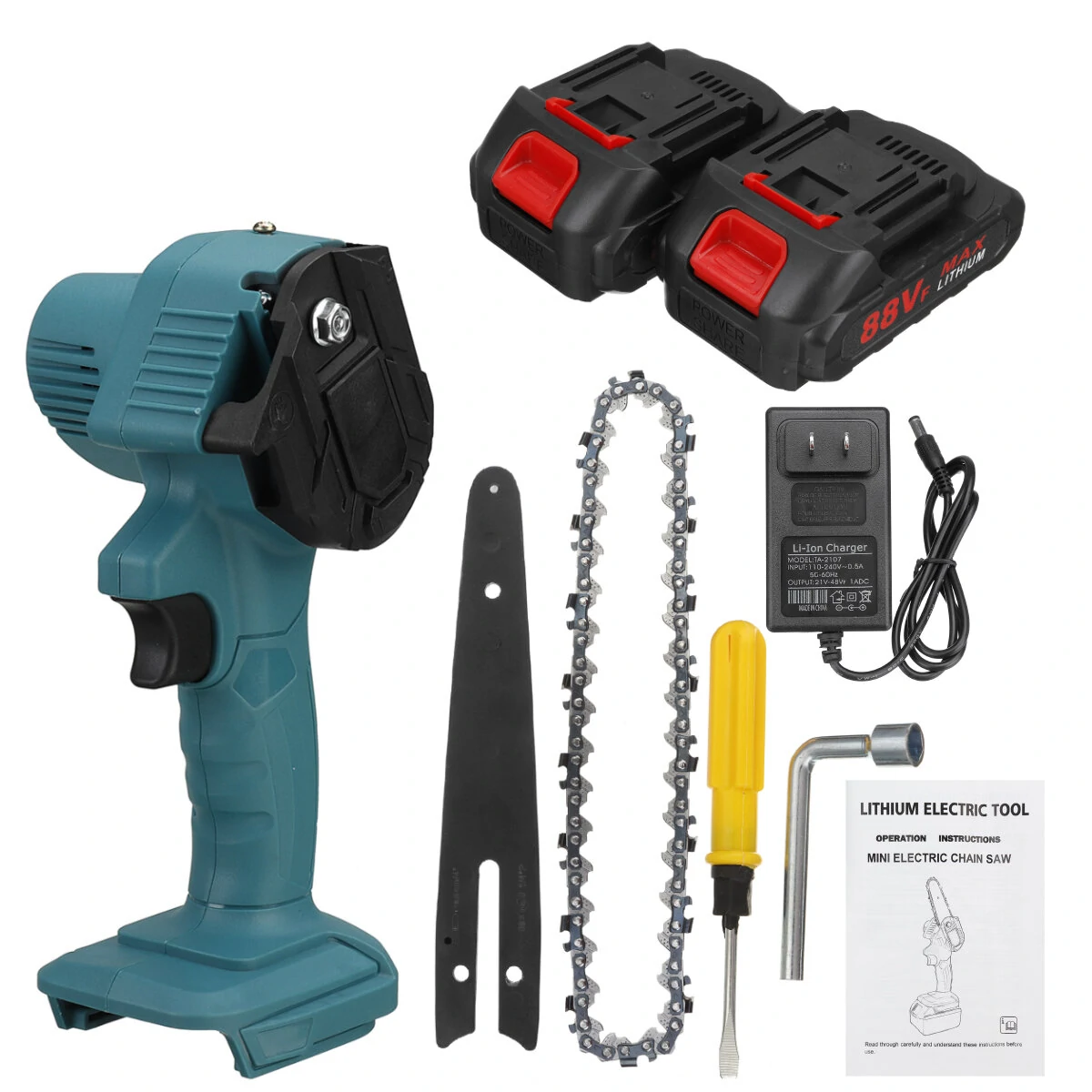 6 Inch 1200W Cordless Electric Chain Saw - 2 Battery & AU Plug | Pruning Woodworking Cutter Tool - Image 2