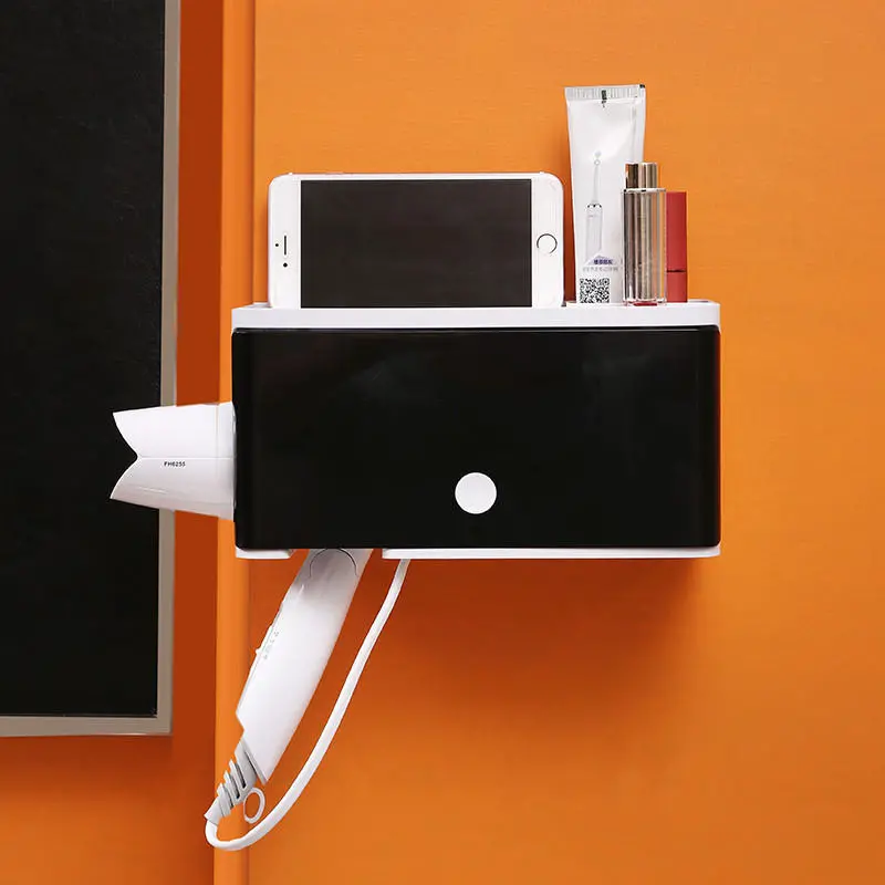 Hair Dryer Holder - Wall Mount Stand & Bathroom Organizer Rack | Plastic - Image 2