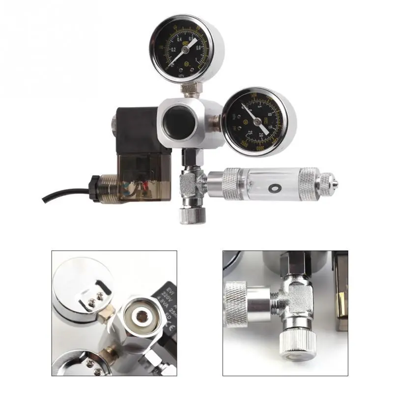 G5/8 CO2 Regulator with Solenoid Valve & Bubble Counter | Dual Gauge | 220V Auto Pressure - Image 2
