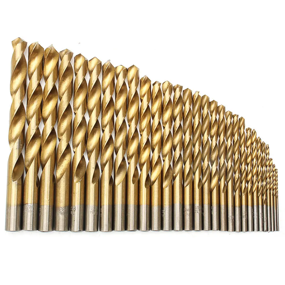 29Pcs Titanium Coated HSS Drill Bit Set | 1/16 to 1/2 Inch | 118 Degree Point - Image 3
