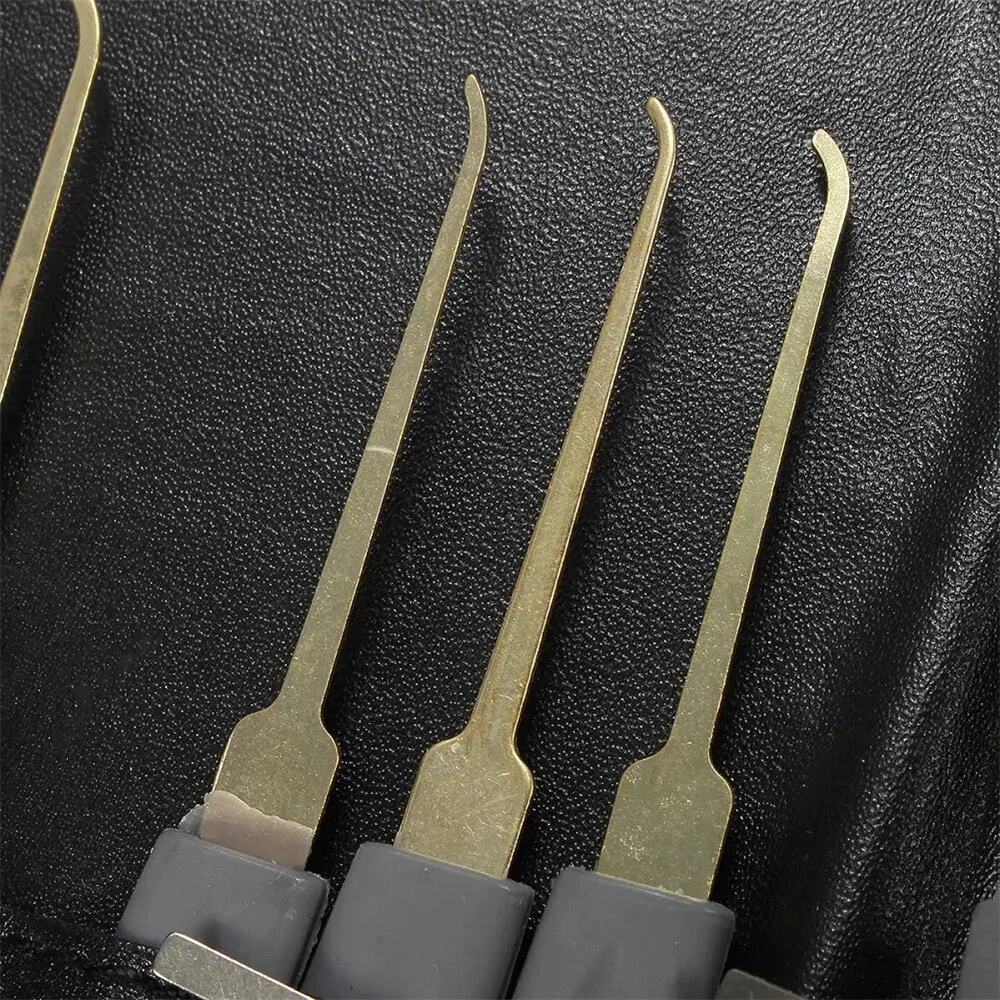 Spring Steel Locksmith Practice Tool Set - 25 PCS Single Hook Lockpick Kit with Tension Wrench & Leather Case - Image 4