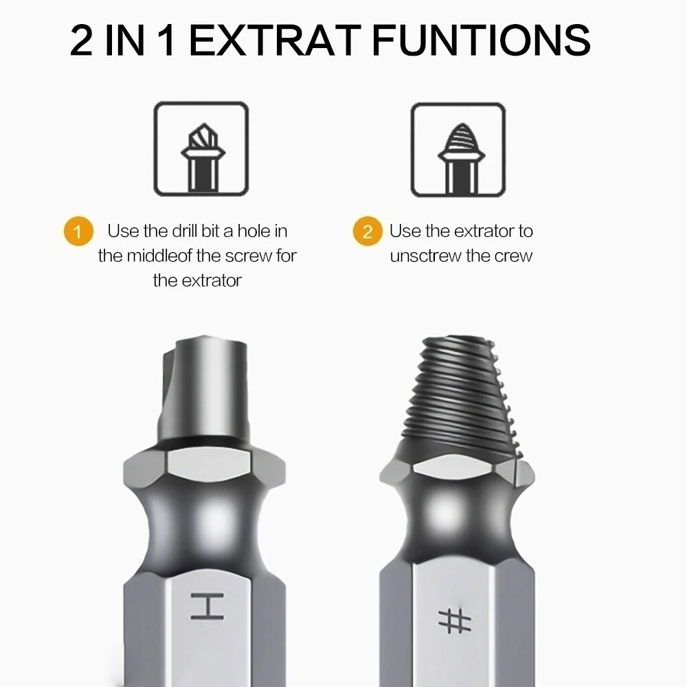 2PCS Hex 51mm HSS 4341 Screw Extractor Set | For Variable Speed Reversible Drills - Image 2