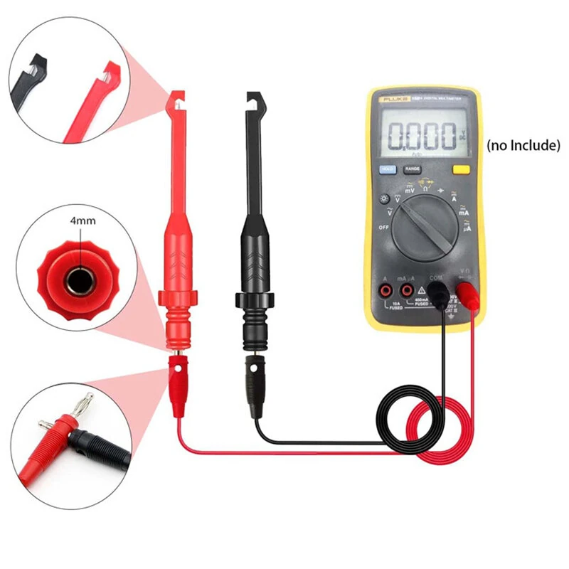 SG1016 4mm Banana Plug Multimeter Test Probes | Nickel Plated Brass Wire Piercing Tools - Image 4
