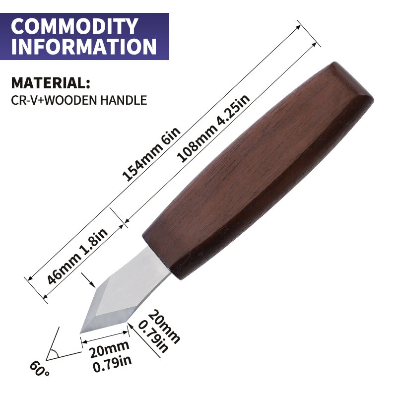 Marking Knife | Double Bevel CR-V Blade & Wooden Handle for Woodworking - Image 3