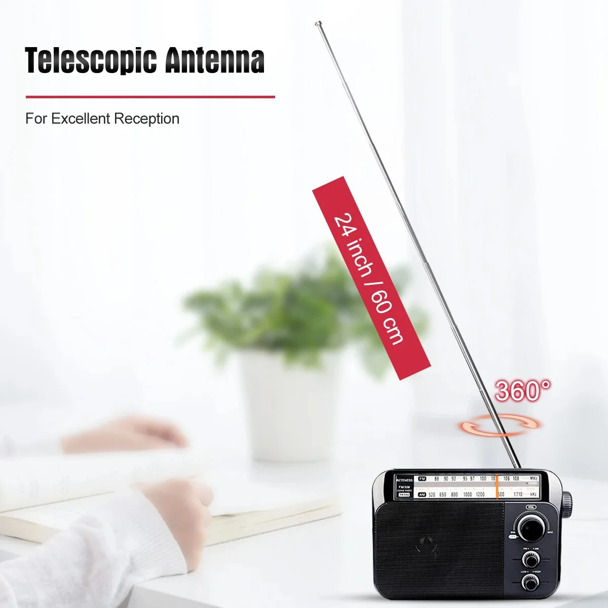 Retekess TR604 Portable AM FM Radio - Rechargeable Battery & Speaker for Seniors - Image 2