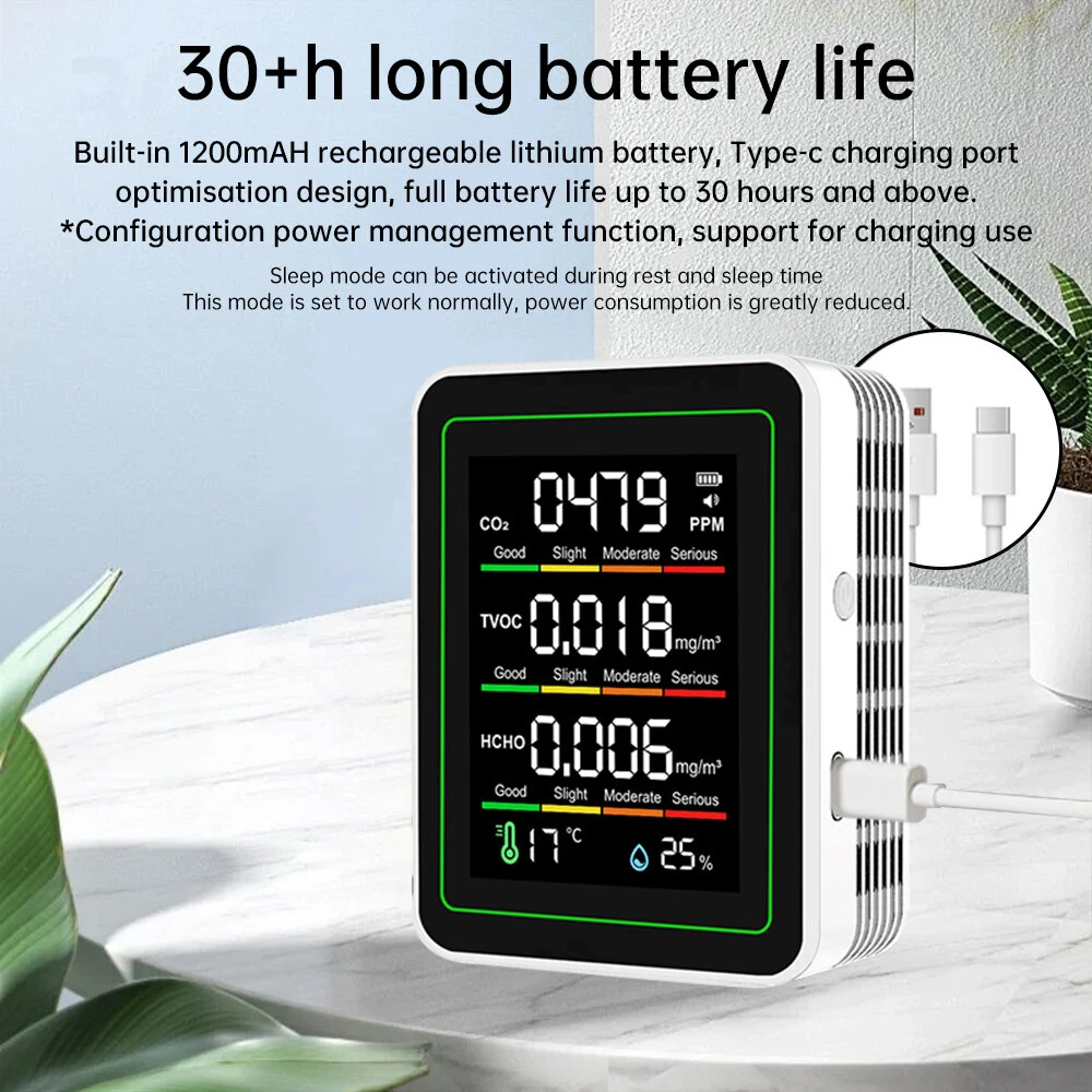 Upgrade 5in1 Air Quality Monitor | CO2 Formaldehyde Temp Humidity | Wifi APP Portable Indoor Outdoor ZN-MT11 - Image 5