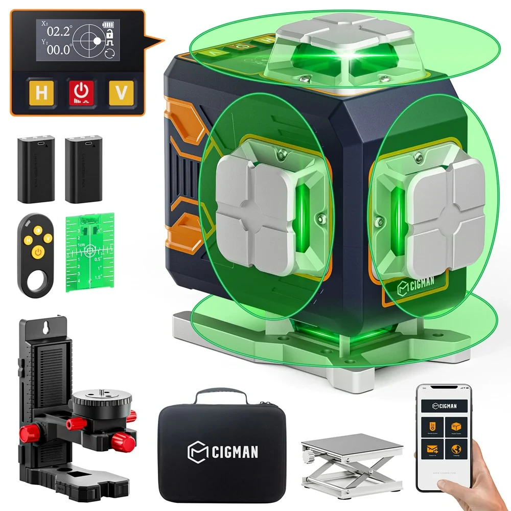 CIGMAN CM-S02 Green Cross Line Laser Level | Self-Leveling & Remote Control - Image 2