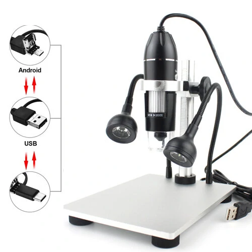 1000X/1600X Digital USB Microscope - For Android, iOS & PC | With LED & Aluminum Stand - Image 3