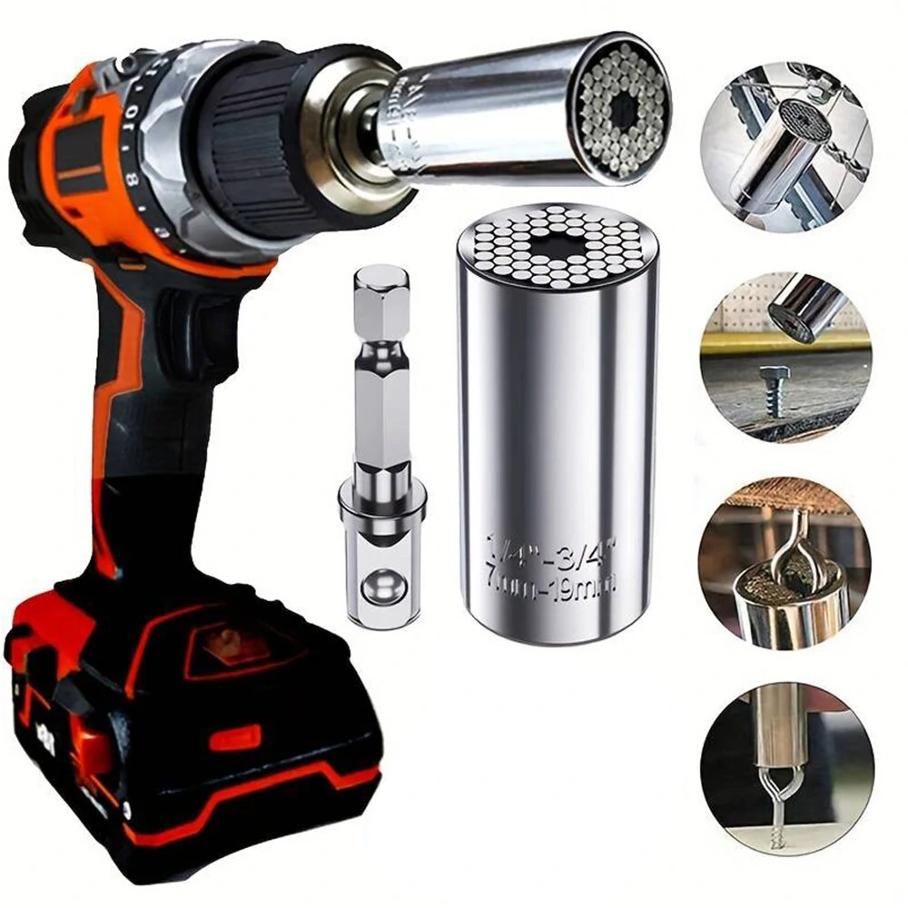 Universal 7-19mm Magic Grip Socket Wrench | Torque Wrench Head & Drill Ratchet Sleeve - Image 4