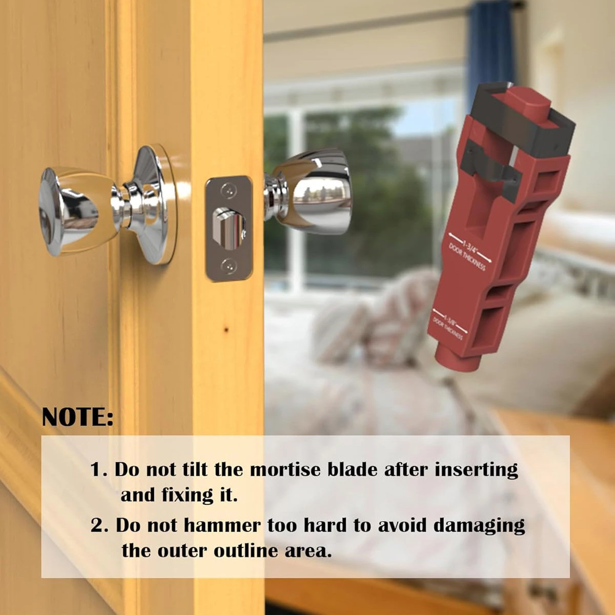 Door Lock Installation Kit - Stainless Steel Mortise Tool for 1-3/4 or 1-3/8 Doors - Image 4