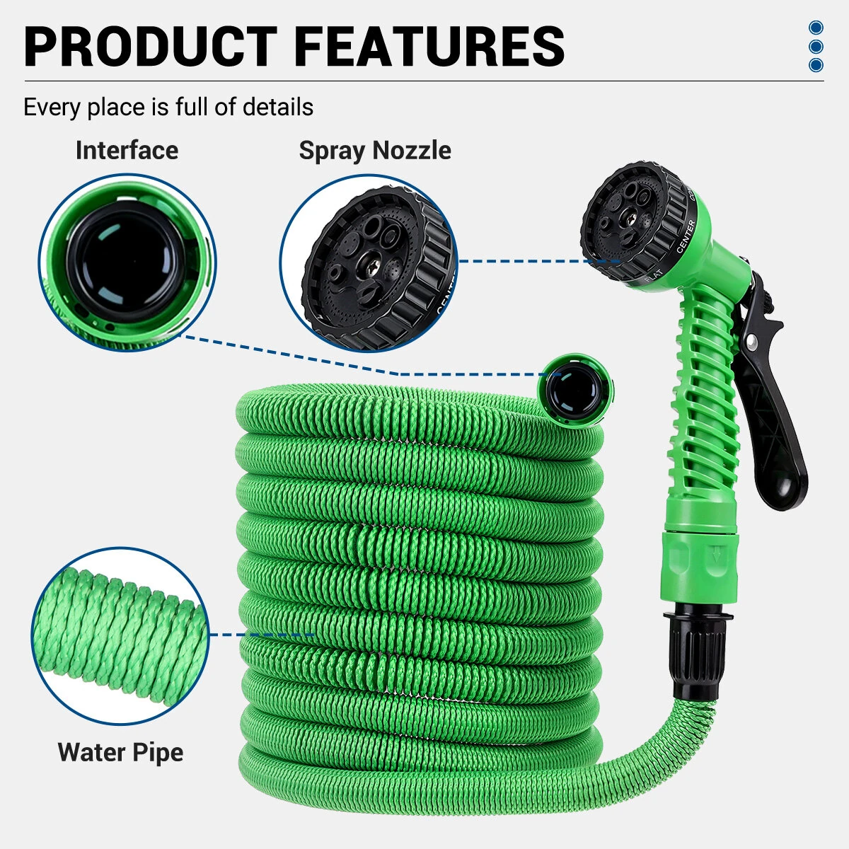 Drillpro LYF-1023 High-Pressure Expandable Water Pipe | 6x9.5mm Latex Polyester | 1/2 3/4 Quick Connectors - Image 3