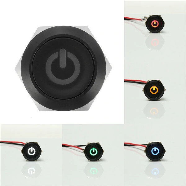 12V 22mm LED Push Button Switch - 6 Pin Momentary Metal Light - Image 2