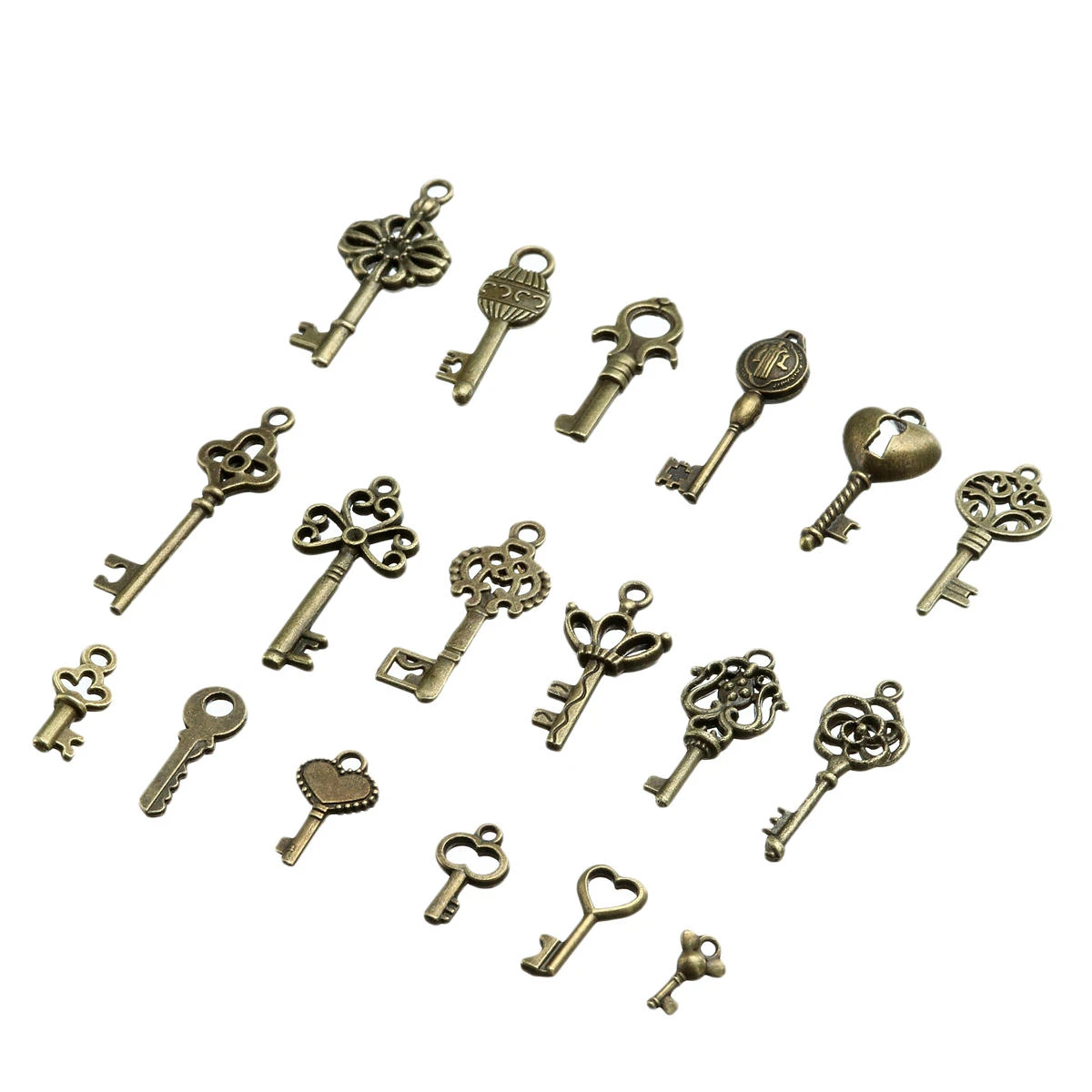Antique Bronze Key Pendant Kit - 18Pcs for Necklace Bracelet Anklet - Image 2