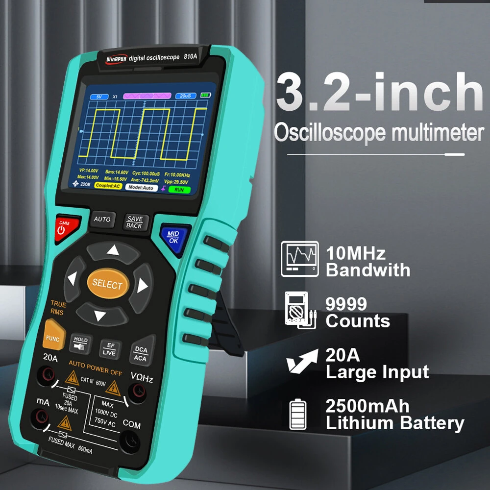 WINAPEX 810B 2IN1 Digital Oscilloscope Multimeter | 10MHz 50MSa/s | ±400V Protection - Image 2