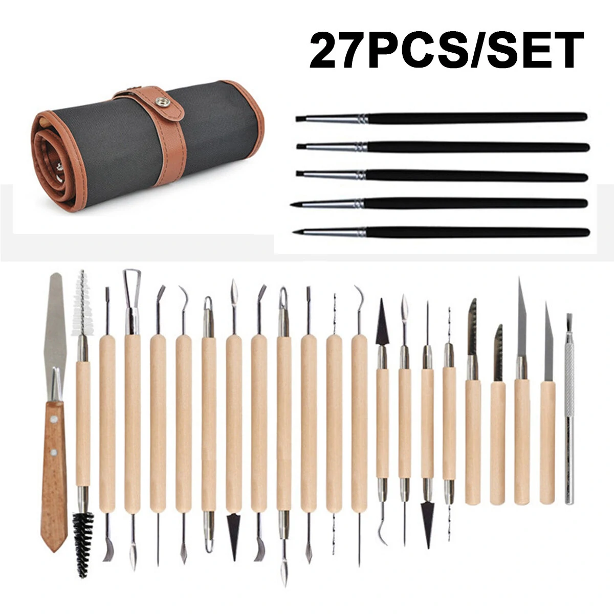 27PCS Clay Tools Set - Soft Pottery & Sculpture Kit with Carving Knife & Lace Tools - Image 5