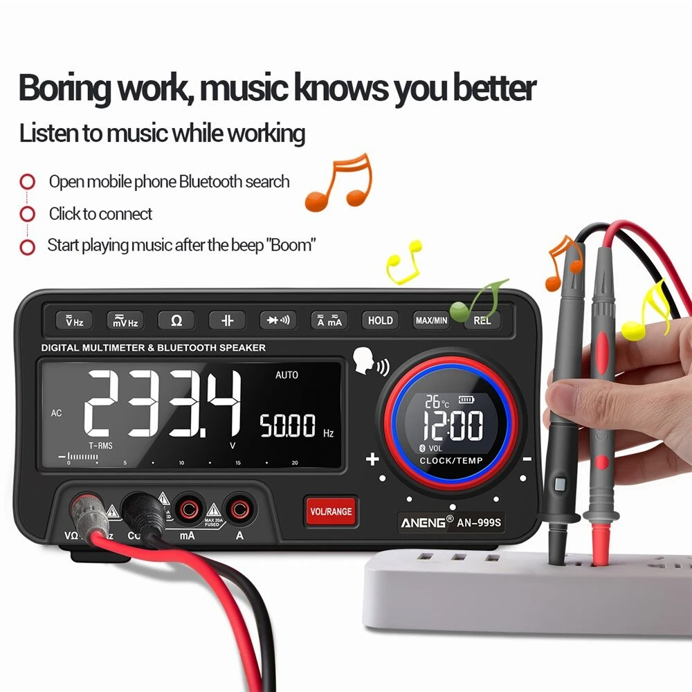 ANENG AN999S True RMS Bluetooth Multimeter | 19999 Counts | 3D Voice & Auto Range - Image 5