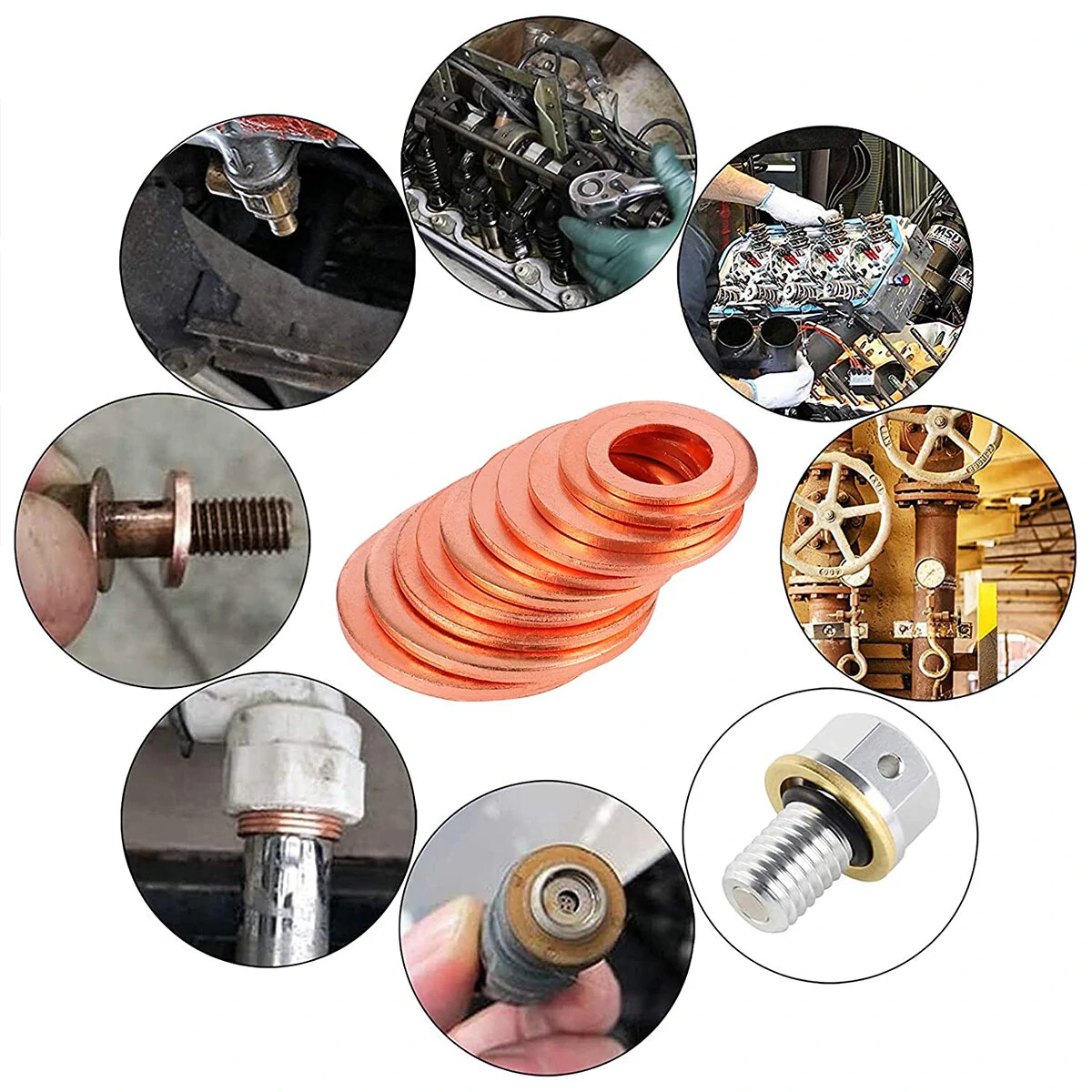 150PCS Copper Metric Sealing Washer Assortment Set - 15 Sizes M5 to M17.5 | Oil Sump Plug Gasket - Image 4