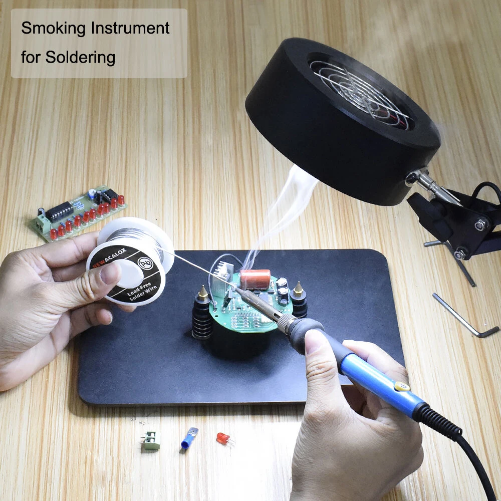 NEWACALOX Adjustable Welding Smoke Absorber - USB LED Light Air Filter Fan - Image 3