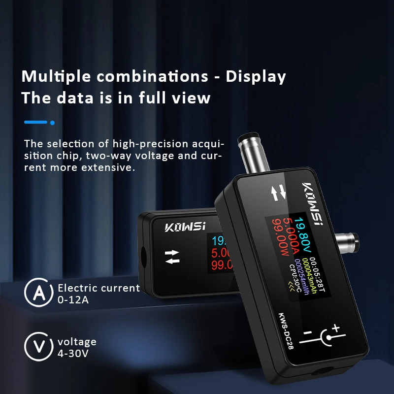 KWS-DC28 Digital Ammeter | 4-30V 12A Tester | 0.96-inch TFT Display | High Precision - Image 4