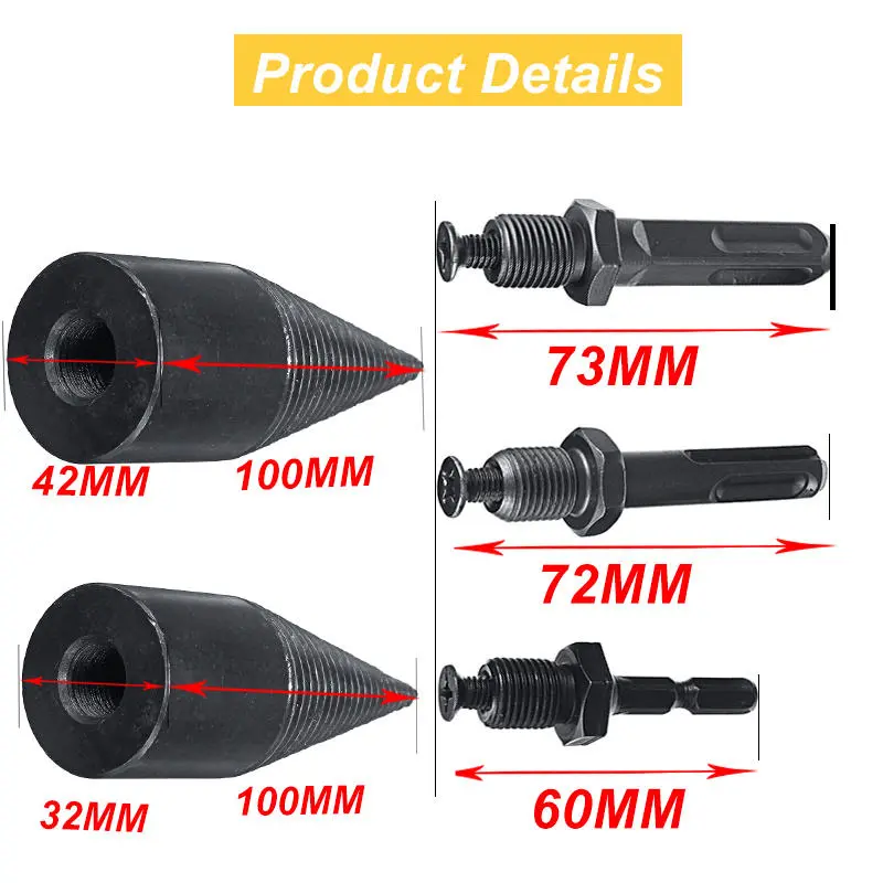 High Speed Wood Separator Spiral Cone - Firewood Splitter Drill Bit for Household - Image 3