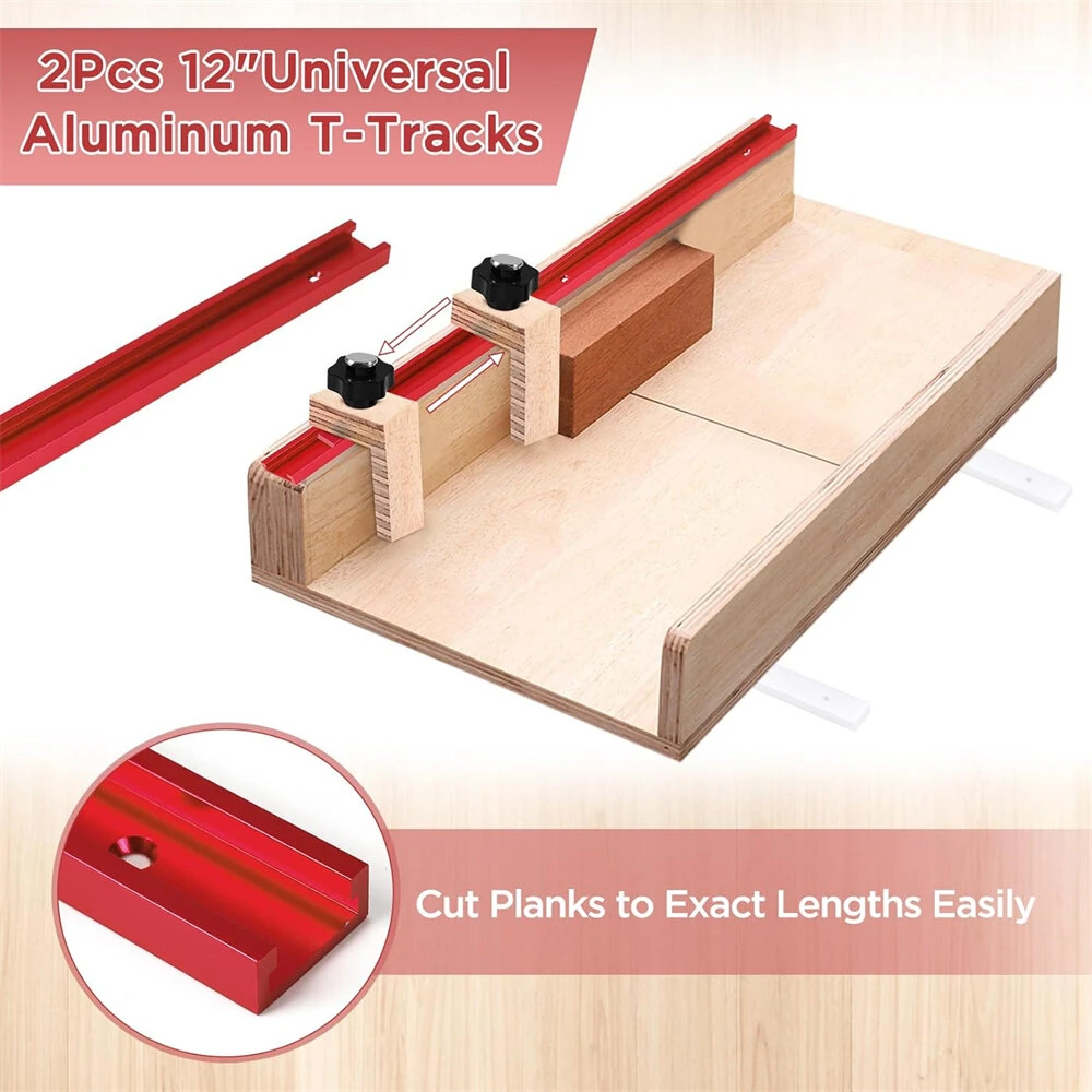 DIY Table Saw Crosscut Sled Kit - 17Inch UHMW Bars & 12Inch T-Tracks | Fits 3/4 x 3/8 Miter Slot - Image 4