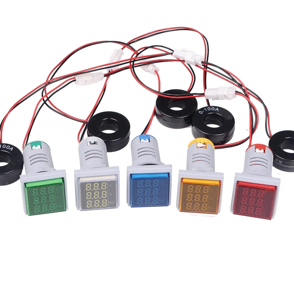 3 in 1 Digital LED AC Meter - 22mm 50-380V 100A 99Hz Volt Amp HZ Tester - Image 2