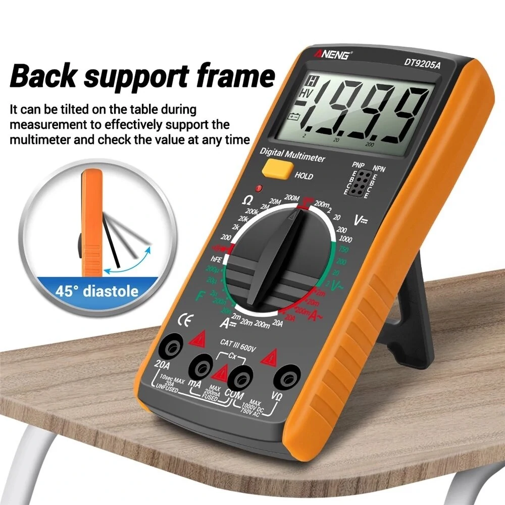 ANENG DT9205A Digital Multimeter - True RMS Auto AC/DC Voltage Current Tester - Image 2