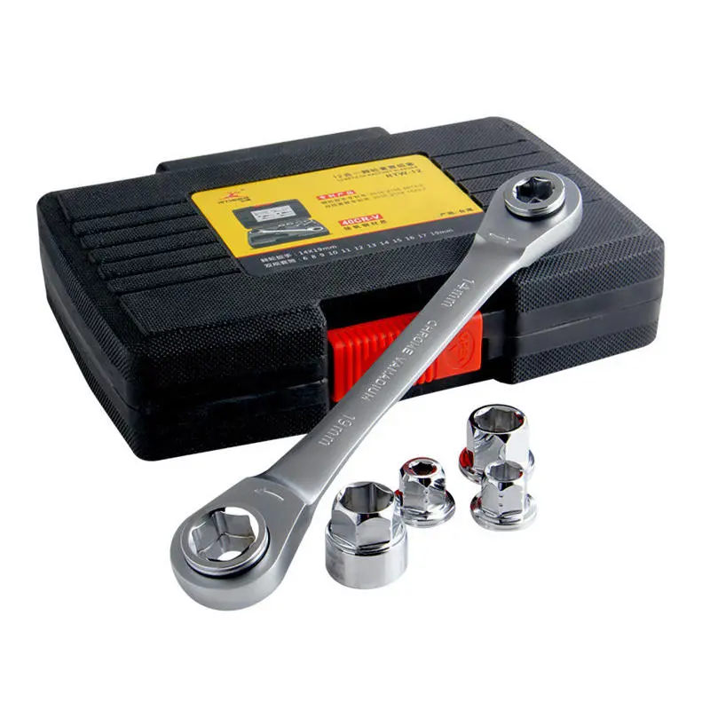 R'DEER Socket Wrench Set - Universal Ratchet Wrench | Double End Socket Adapter | 18PC Set - Image 2