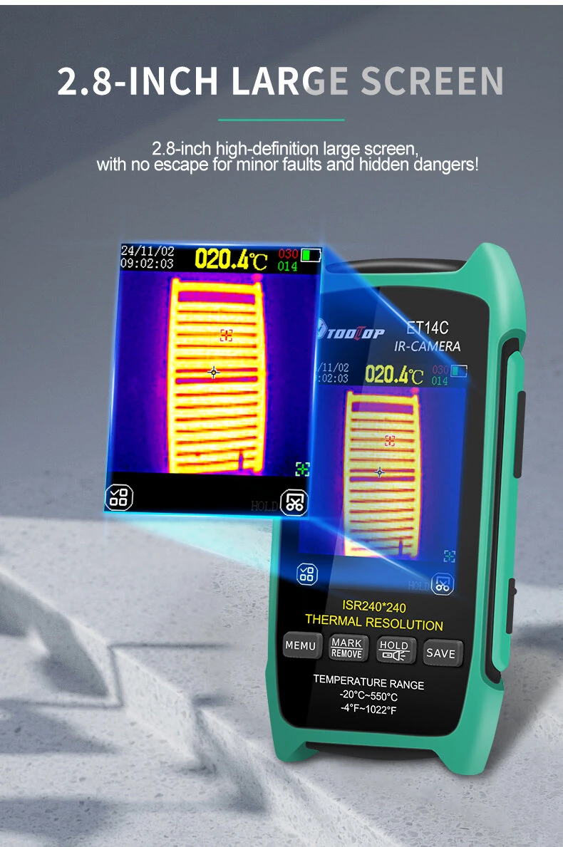 TOOLTOP ET14C+ Thermal Imager Camera | 2.8 Screen 240x240 IR | Home Electrical Fault Detection - Image 5