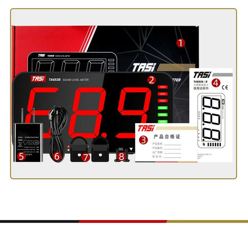 TASI TA653A Sound Level Meter Tester - 30-130dB Large LCD Display | Wall Mount - Image 5