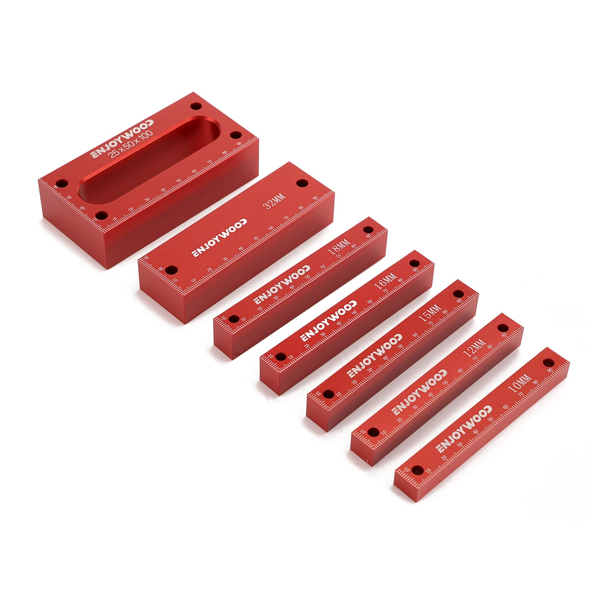 ENJOYWOOD Metric Gauge Blocks Set - Aluminum Alloy Precision Measurement - Red - Image 3