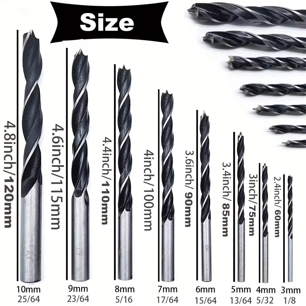 Woodworking Drill Bit Set - 8-Piece High Carbon Steel | 3mm-10mm Brad-Point - Image 2