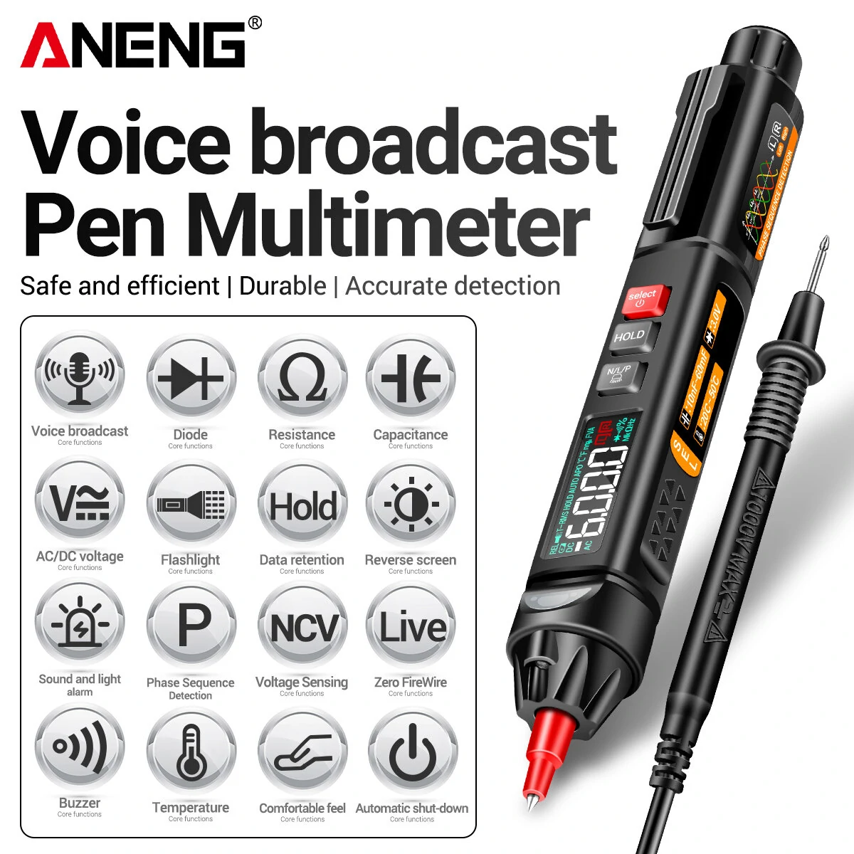 ANENG A3009 Mini Digital Multimeter | Smart Voice Broadcast | AC DC Voltage Tester - Image 2