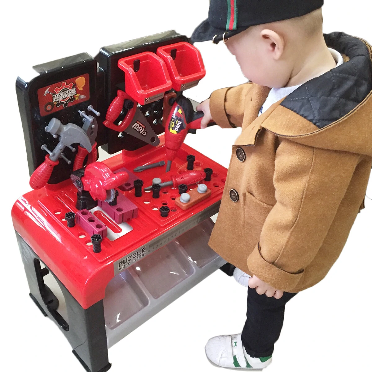 46/64Pcs Kids Tool Bench Playset | Pretend Repair Construction Toy Set - Image 4