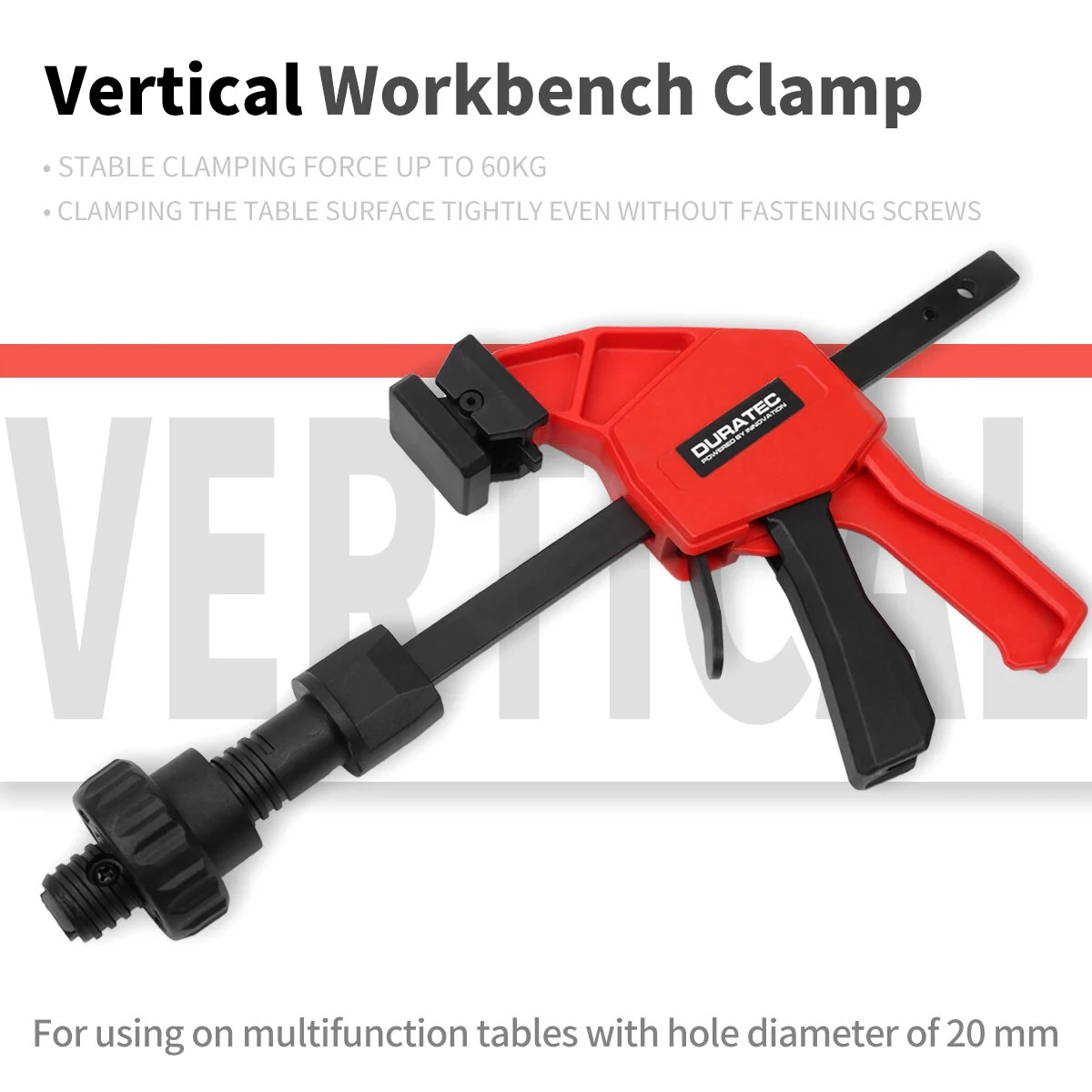 Woodworking MFT Dog Clamp - 4/10/16 Inch Vertical Bench Clamp for 20mm Dog Holes | 60kg Heavy Duty | Tool-Free Locking - Image 3