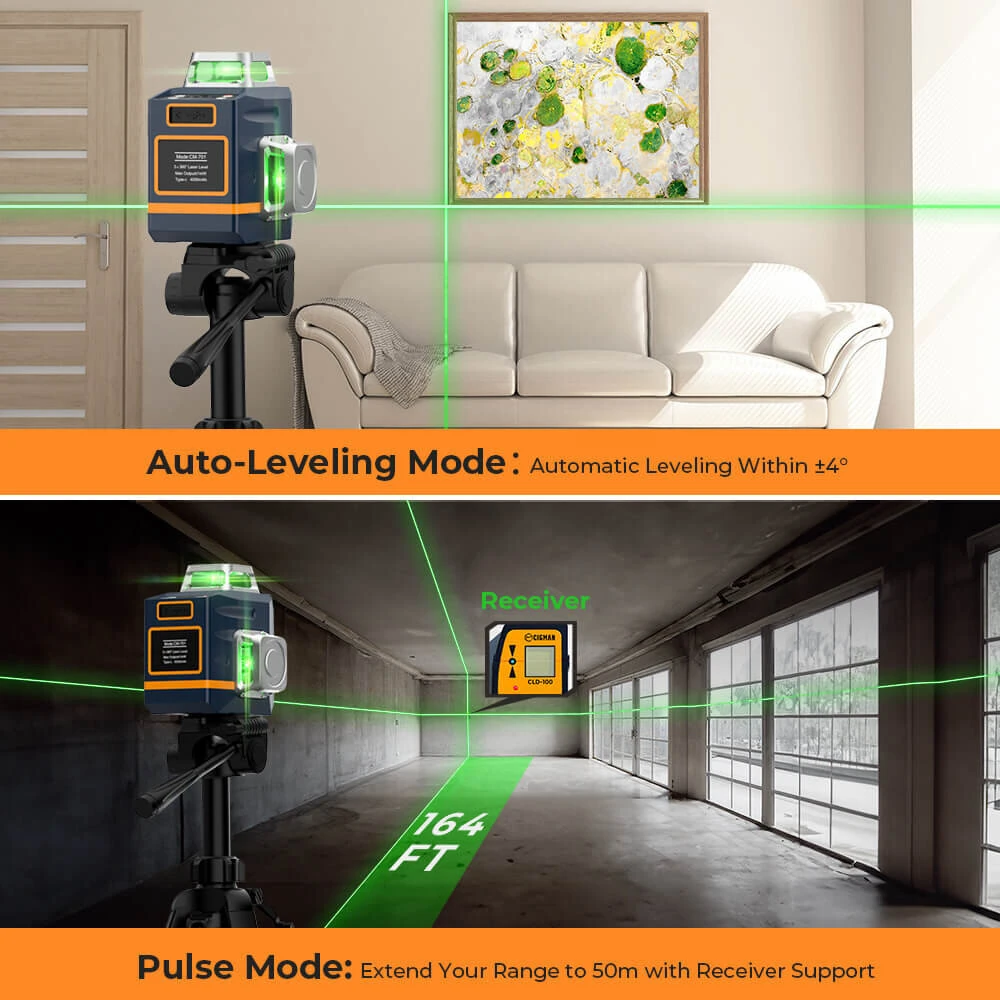 CIGMAN CM-701T Green Laser Level | 3x360° Self-Leveling 100ft Range - Image 3