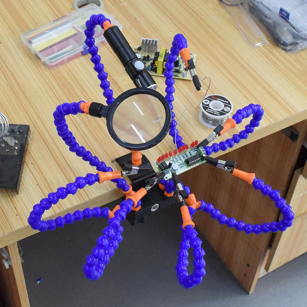 NEWACALOX Soldering Iron Holder with 3X-5X Magnifying Glass & USB LED Light | Welding Repair Tool - Image 4