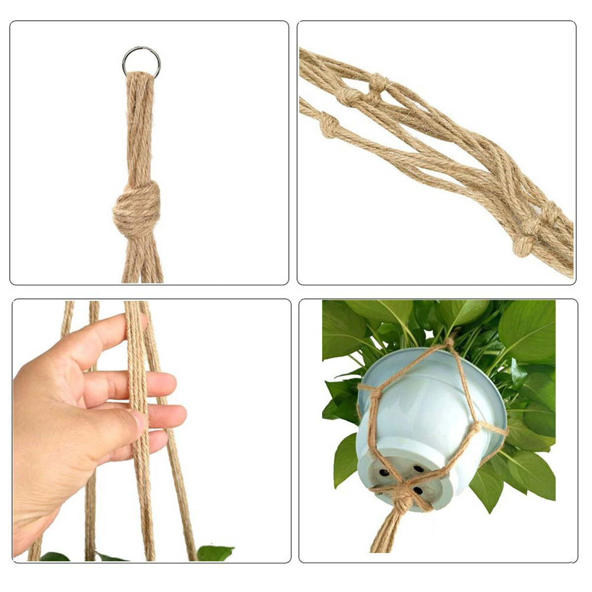 Macrame Plant Hanger - Braided Rope Hanging Planter Basket for Garden Art - Image 4