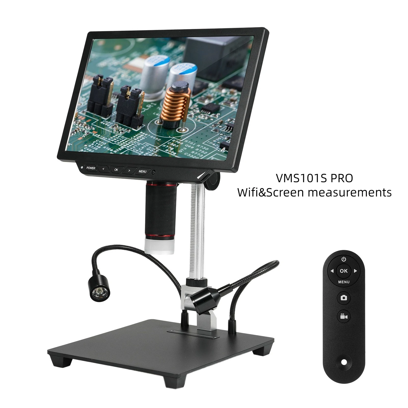 Jiusion 10.1 Inch Digital Microscope - 13MP 4K Camera, 1X-8X Zoom, Large IPS Screen for Soldering & Coin Collection - Image 2