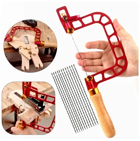 Coping Saw - Aluminum Alloy Frame & Wooden Handle - 337mm with Diamond Wire for Wood, Metal, Glass - Image 2
