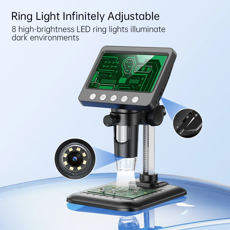 4.3 Inch Digital Microscope | 50X-1000X Magnification | 2MP HD Camera & 8 LED Lights - Image 4