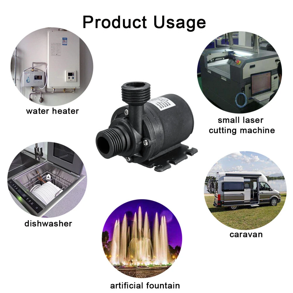 800L/H 12V DC Solar Hot Water Circulation Pump | 5M Submersible Brushless Motor - Image 3