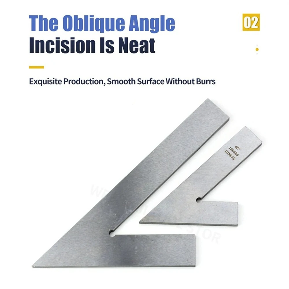45 Degree Flat Edge Square Ruler | Carpentry Try Square Tool for Woodworking & Metal - Image 5