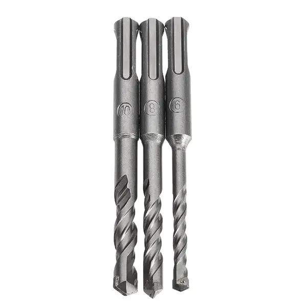 3Pcs SDS Plus Drill Bit Set - 6mm 8mm 10mm x 110mm Carbide Tip for Concrete - Image 2