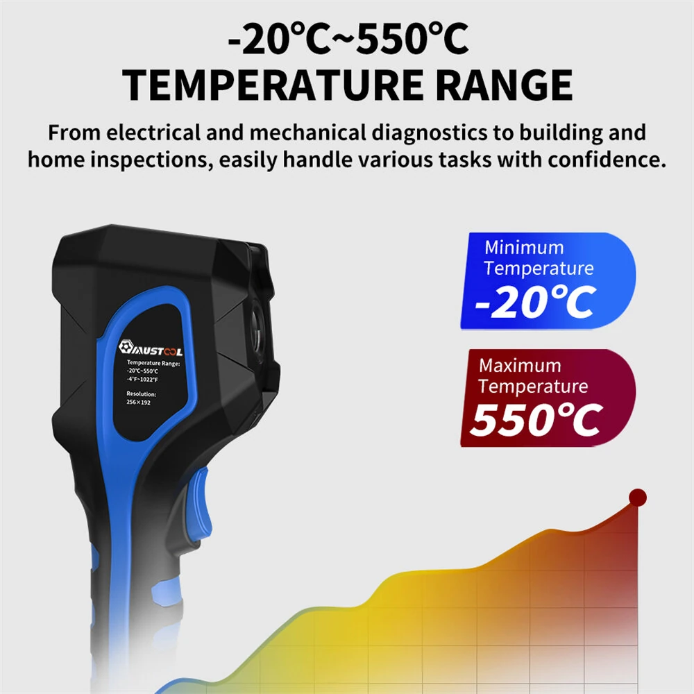 MUSTOOL 256x192 Thermal Imager | Dual Lens Infrared Camera | Handheld Industrial Device - Image 2