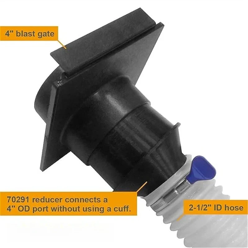 4 to 2-1/2 Hose Adapter - Dust Collection Reducer Fitting for Vacuum & Workshop - Image 2