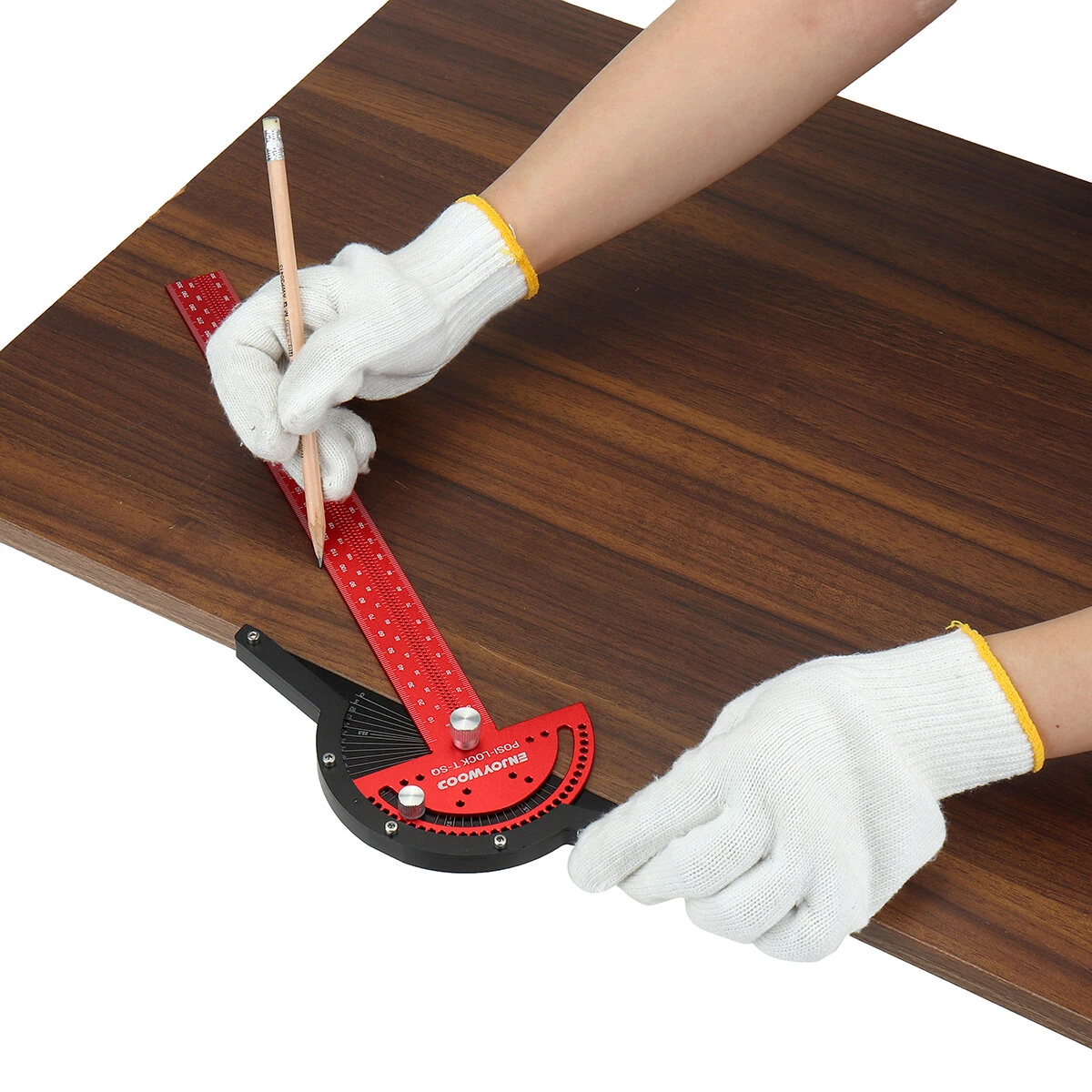 ENJOYWOOD 300mm Aluminum Alloy T-Square Ruler | Posi Lock Angle Measure & Scriber - Image 4