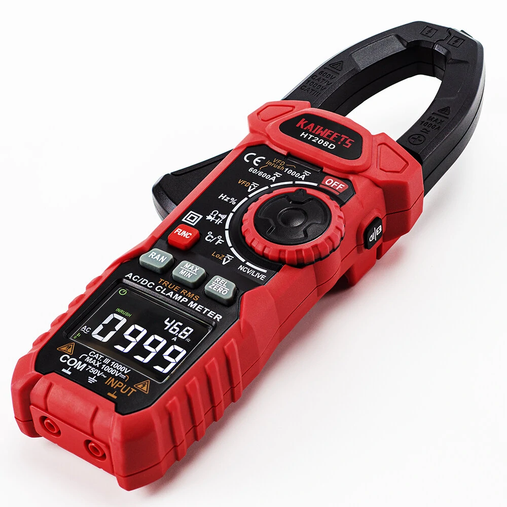 KAIWEETS HT208D True RMS Clamp Meter - 6000 Counts AC/DC 1000V | NCV LED Flashlight - Image 2