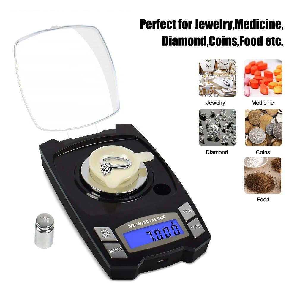 NEWACALOX Digital Jewelry Scale - 0.001g Precision - 100g/50g Capacity - USB Charging - Image 2